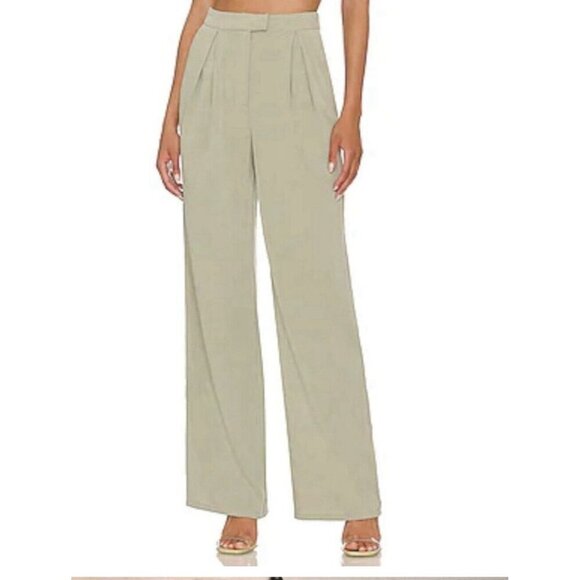 HOUSE OF HARLOW 1960 X REVOLVE High Rise Wide Leg Pleated Trousers Sz 6 Seafoam - Picture 2 of 11